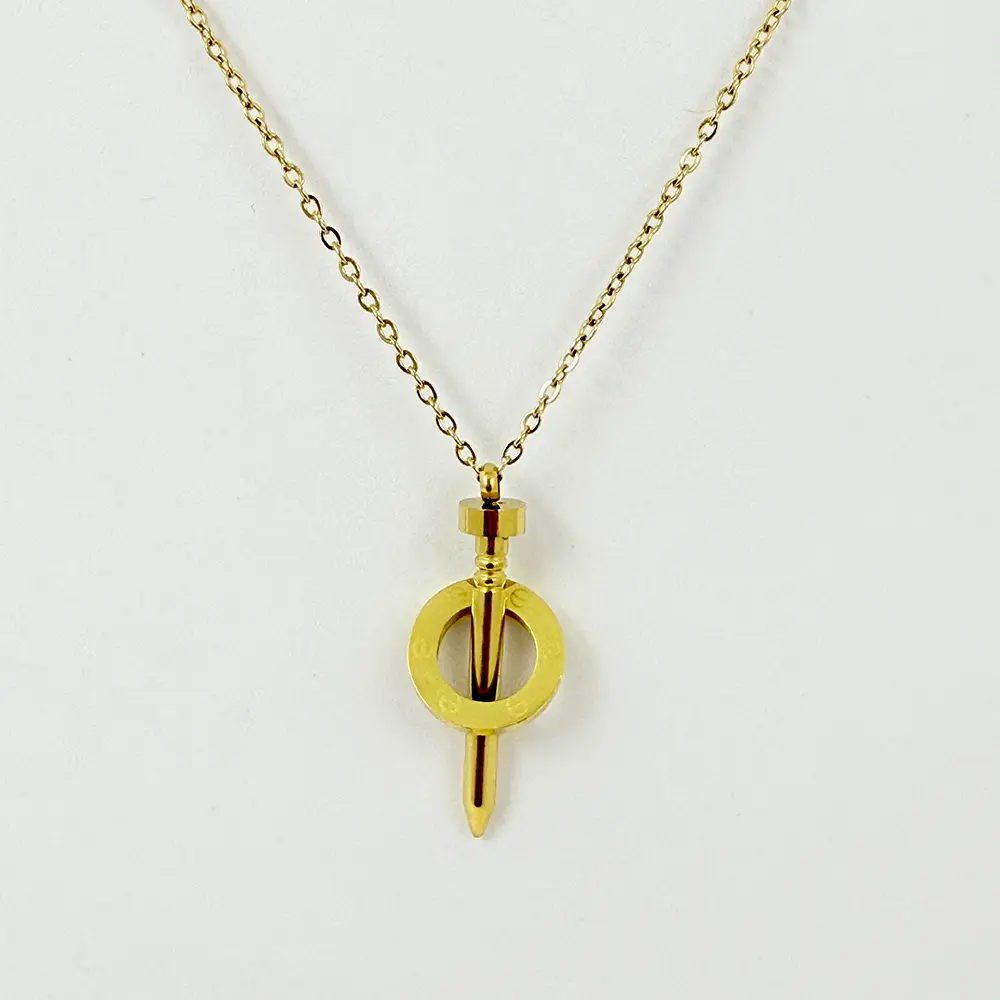 *COLLAR EN ACERO GOLD DIJE CLAVO CARTIER