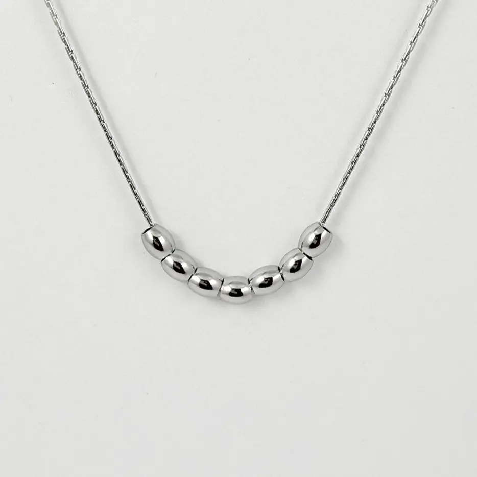 *COLLAR EN ACERO SILVER DIJES GRANITOS DE ARROZ