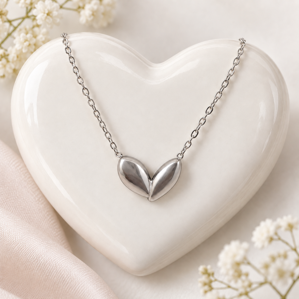 Collar en acero silver dije corazón