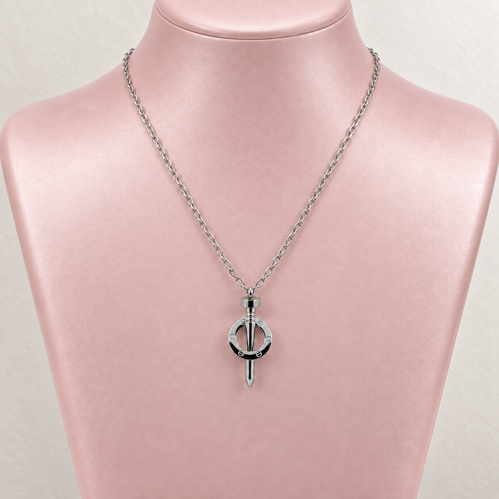 Collar en acero silver dije clavo cartier