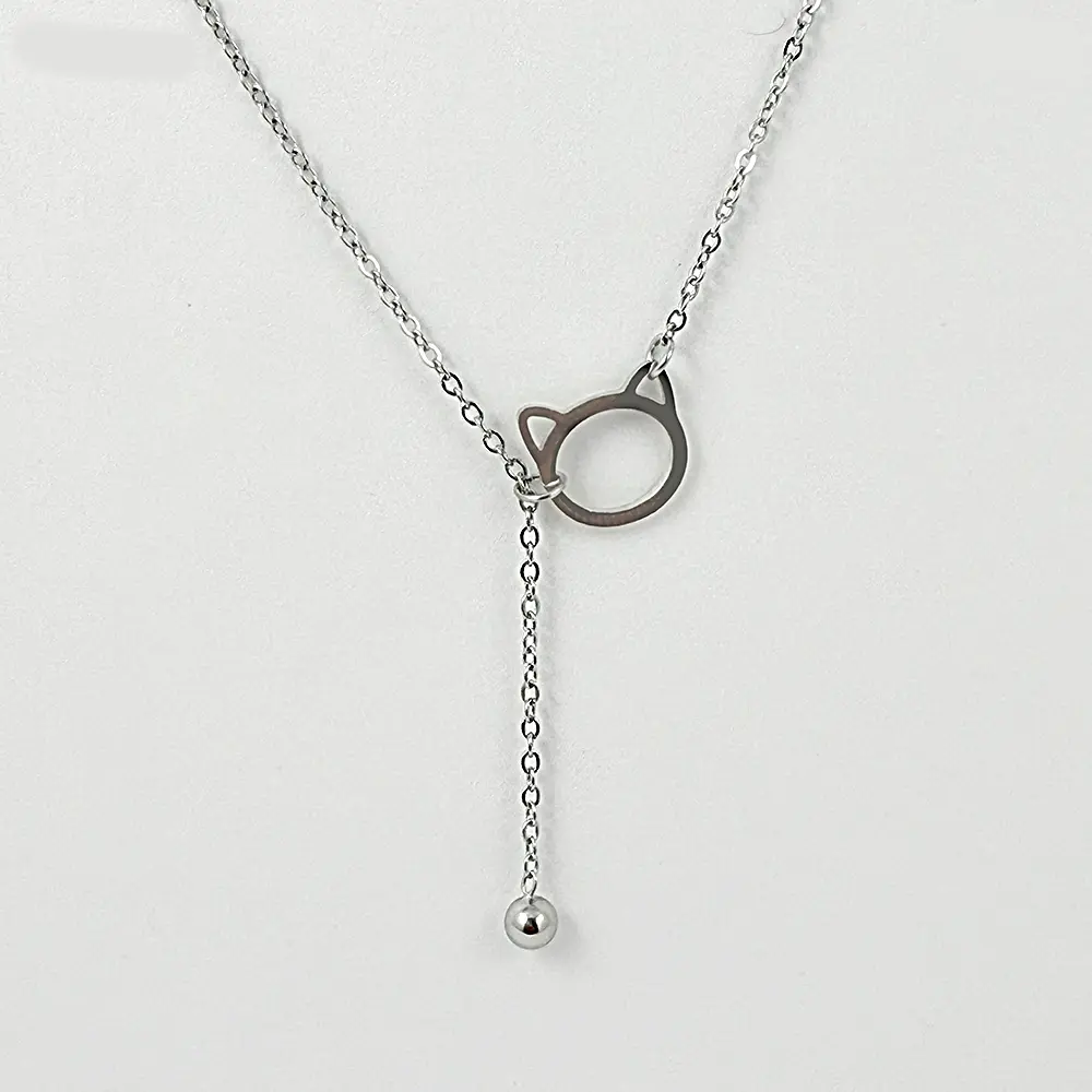 Collar en acero silver dije gato