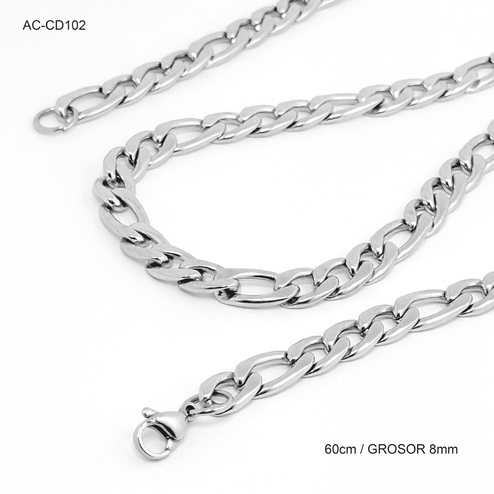 Cadena acero silver tejido cartier 60 cm / 8mm
