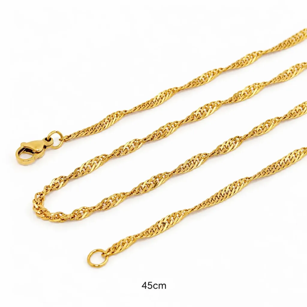 Cadena acero gold tejido singapur 45cm