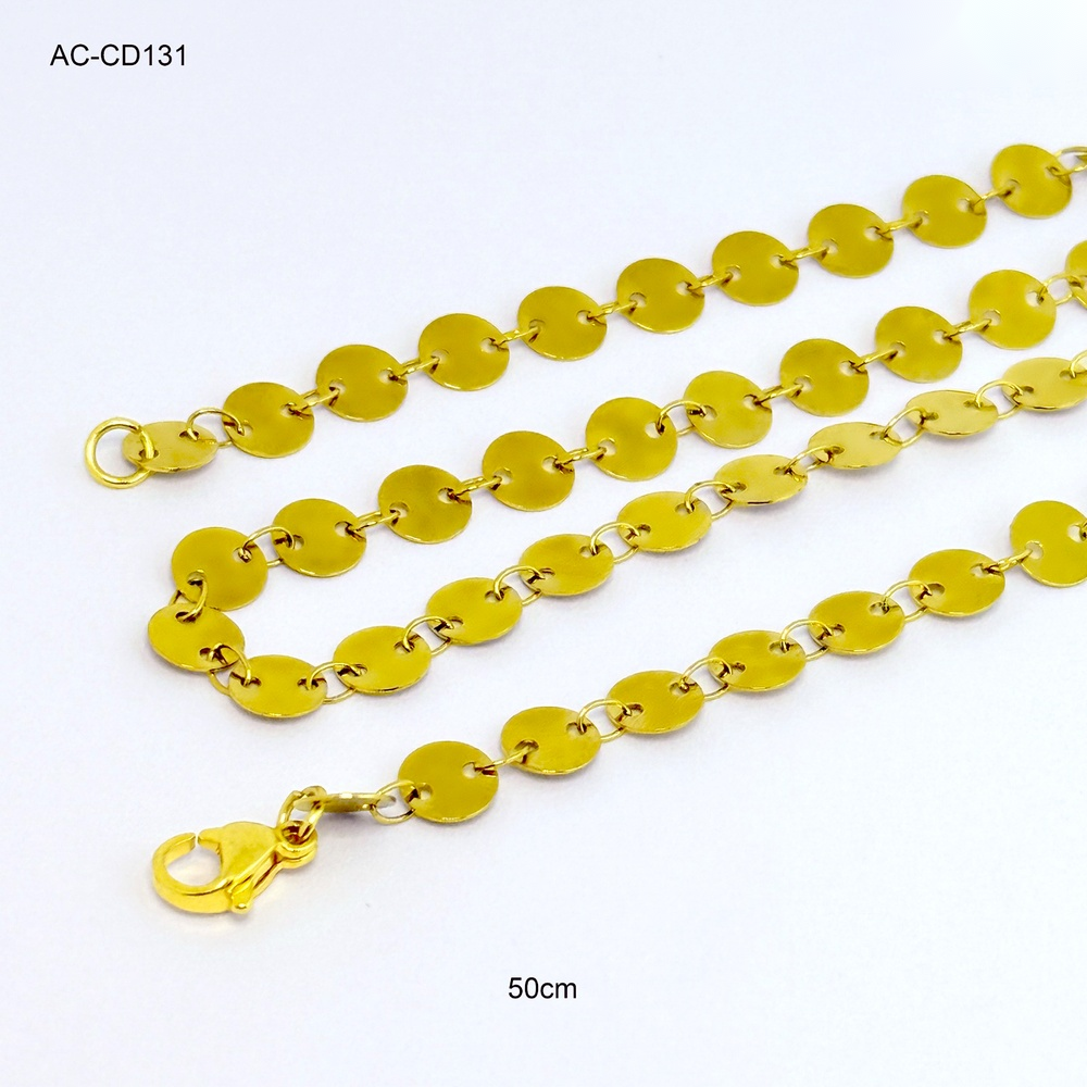 Cadena acero gold tejido circulos 50cm