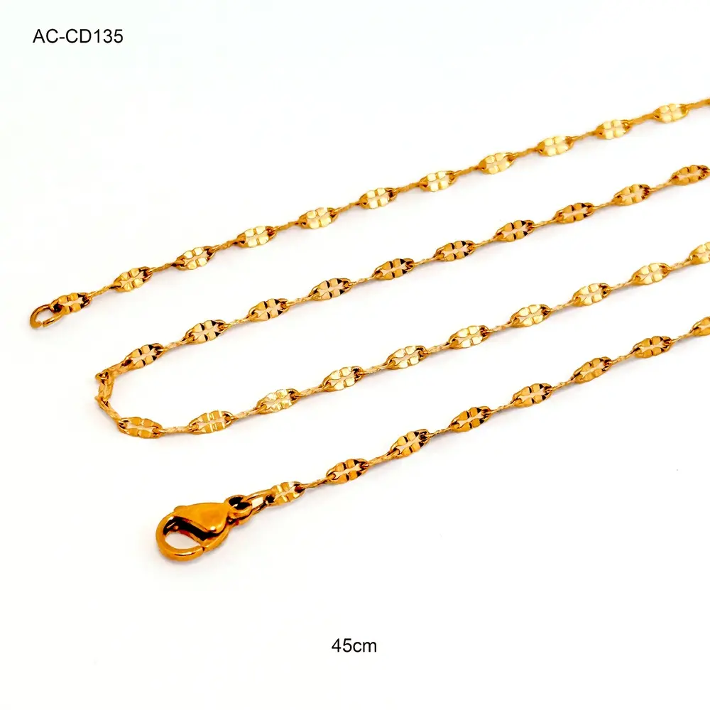Cadena acero gold rose tejido flor 45cm
