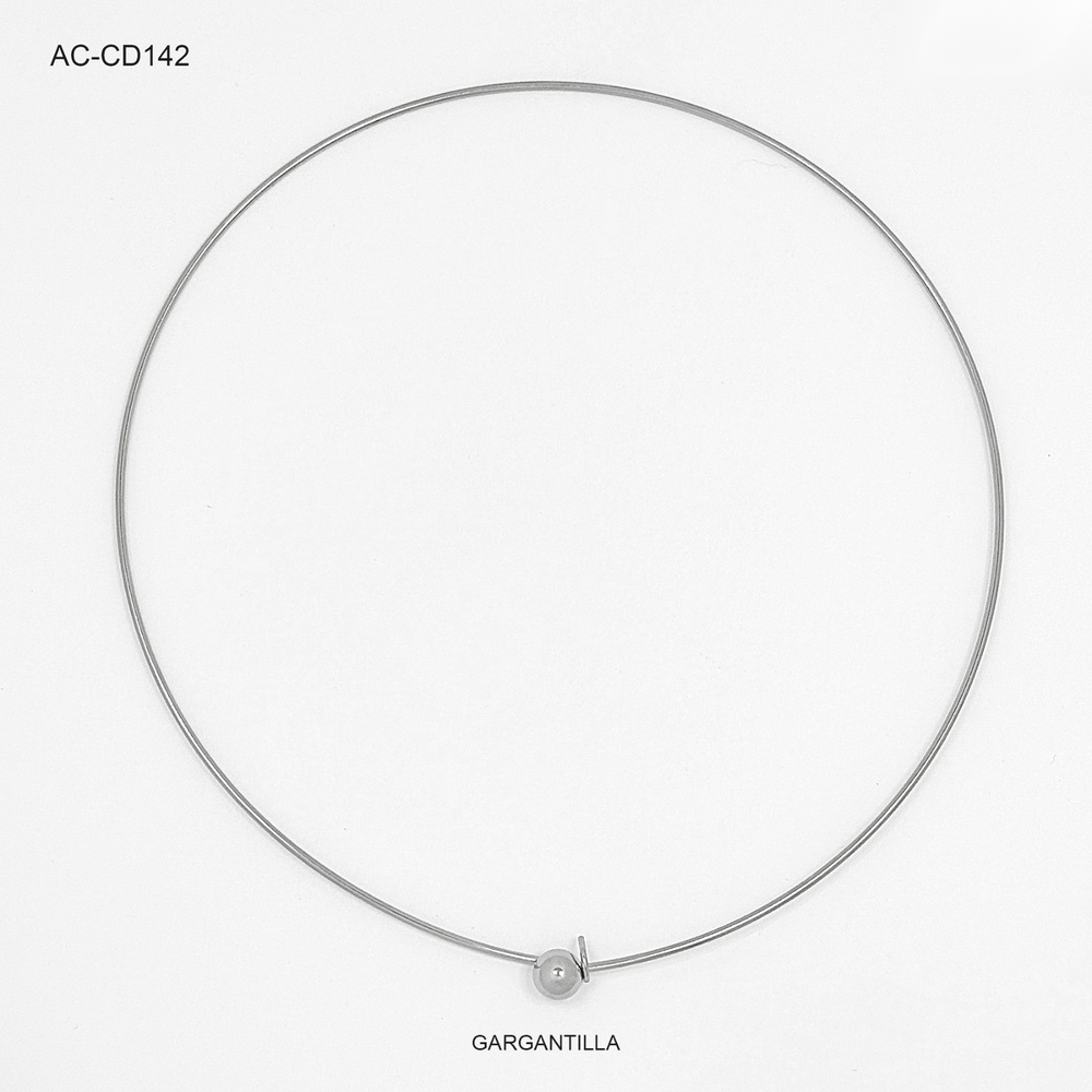 Gargantilla acero silver lisa broche bola