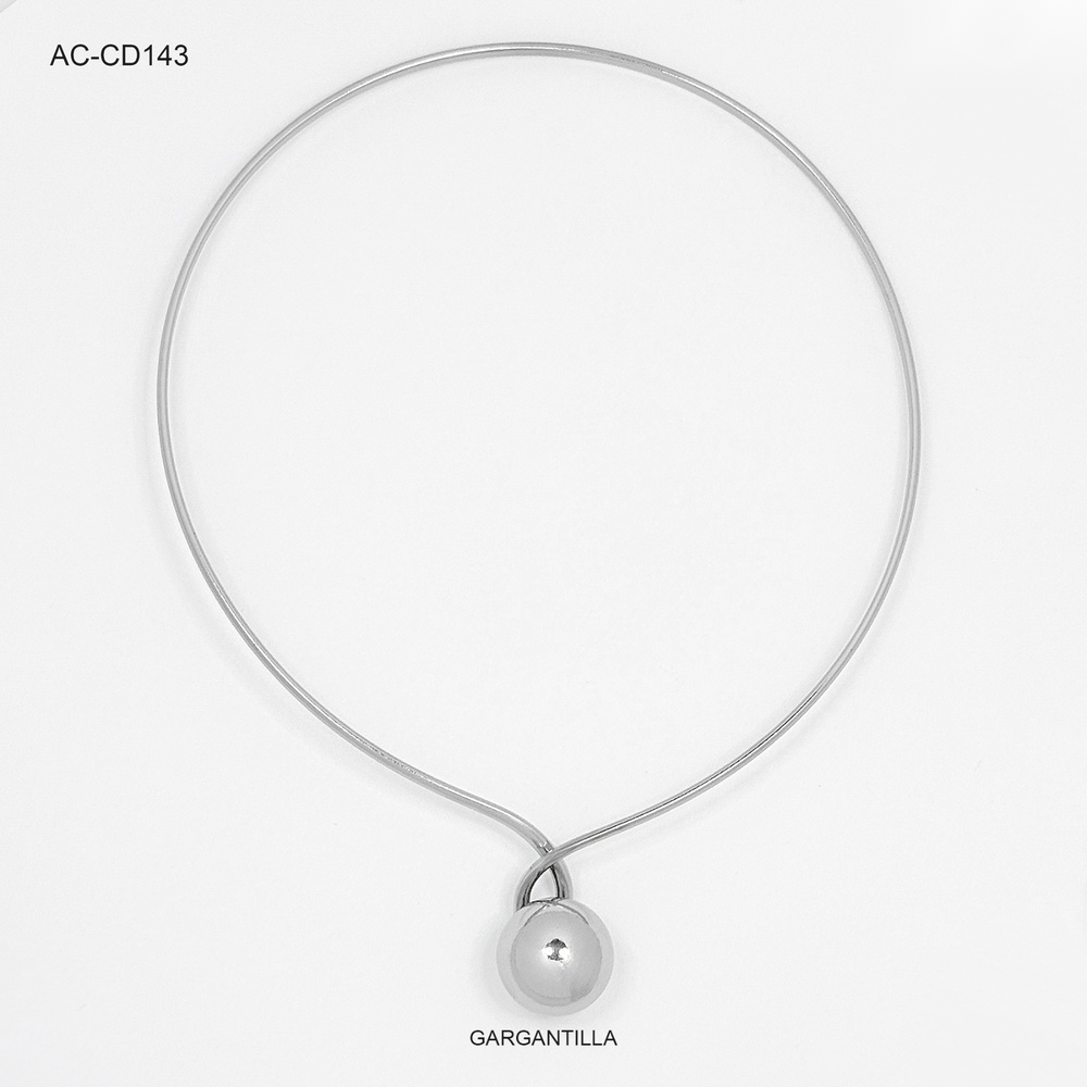 Gargantilla acero silver lisa broche bola grande