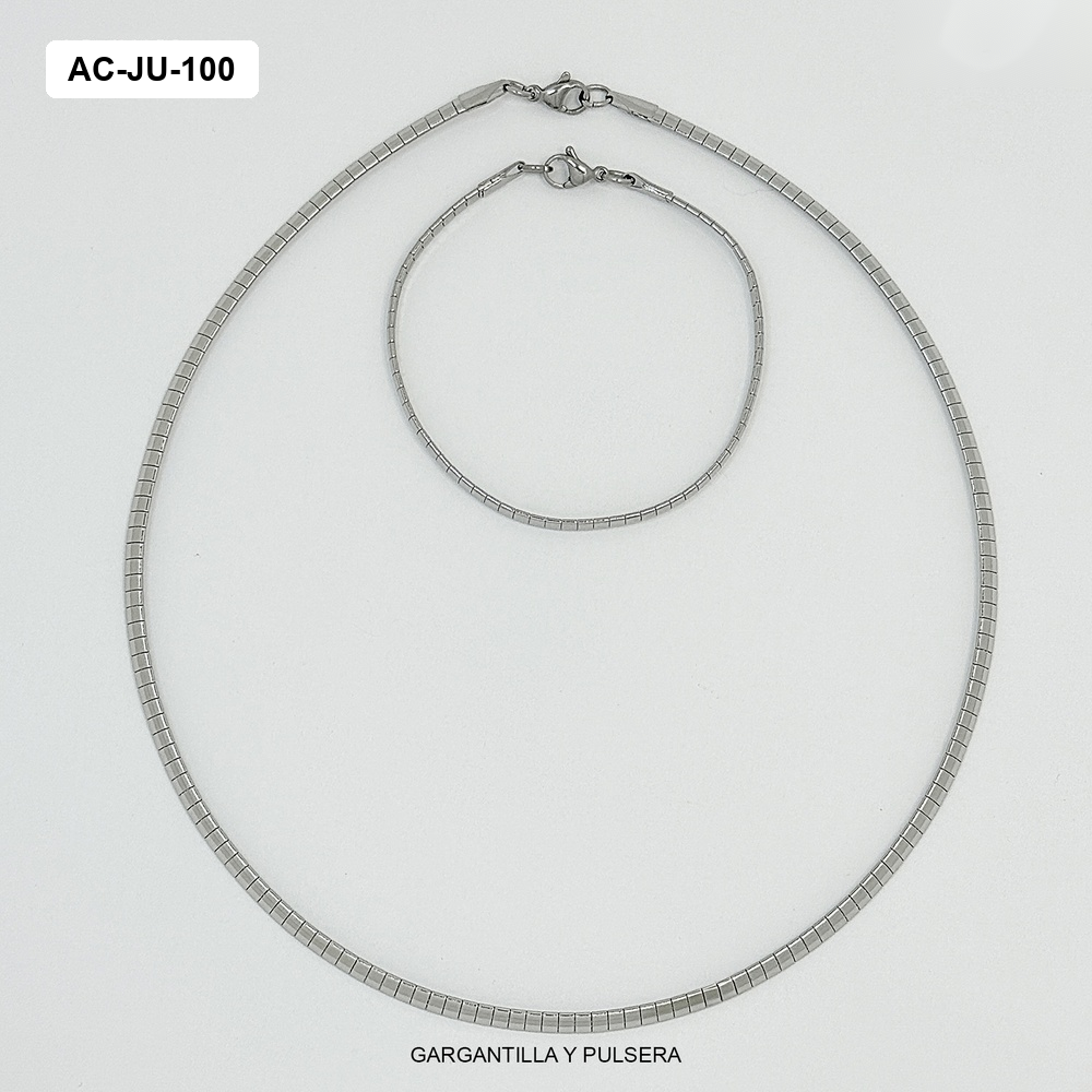 *JUEGO ACERO SILVER GARGANTILLA Y PULSERA