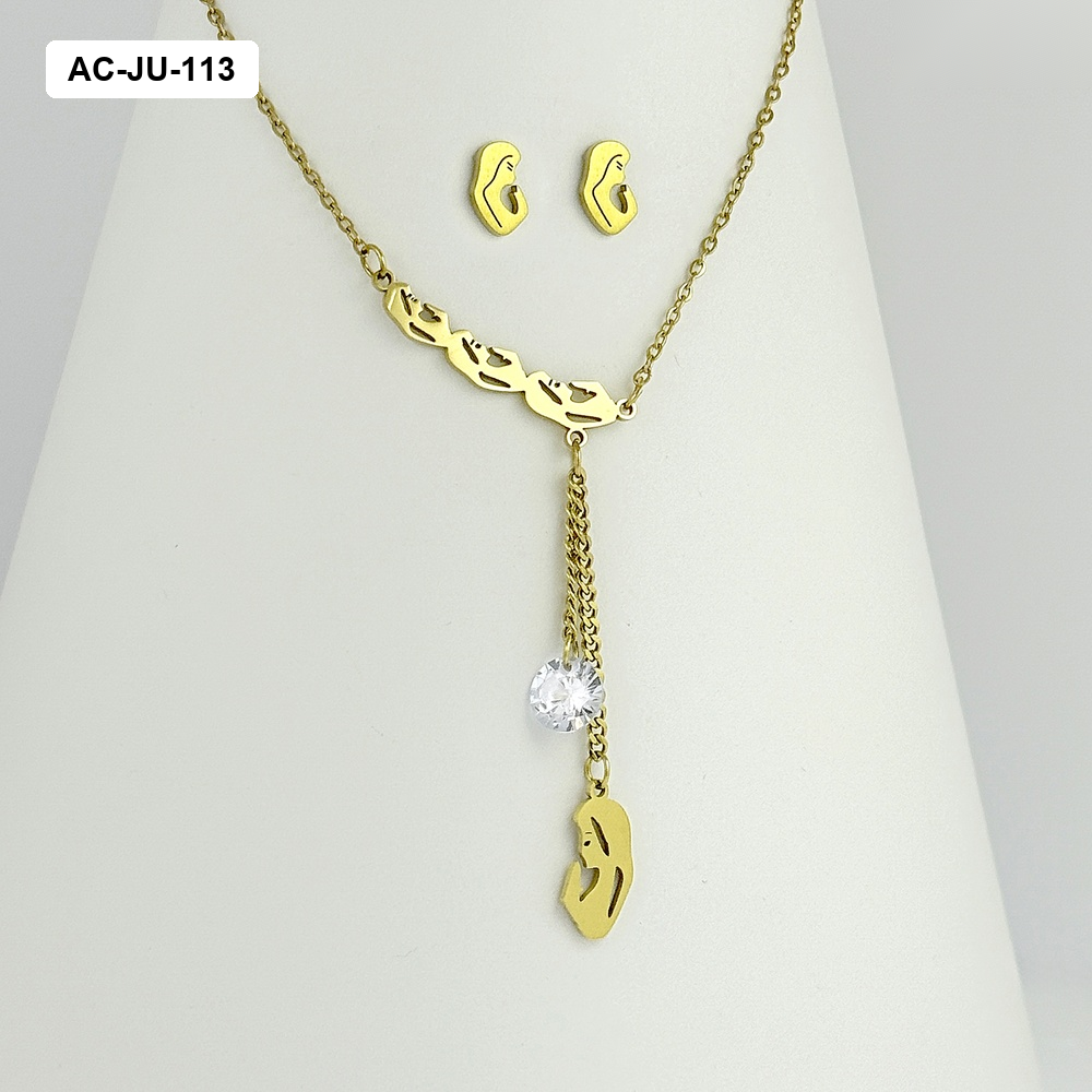 *JUEGO ACERO GOLD VIRGENCITAS CRISTAL