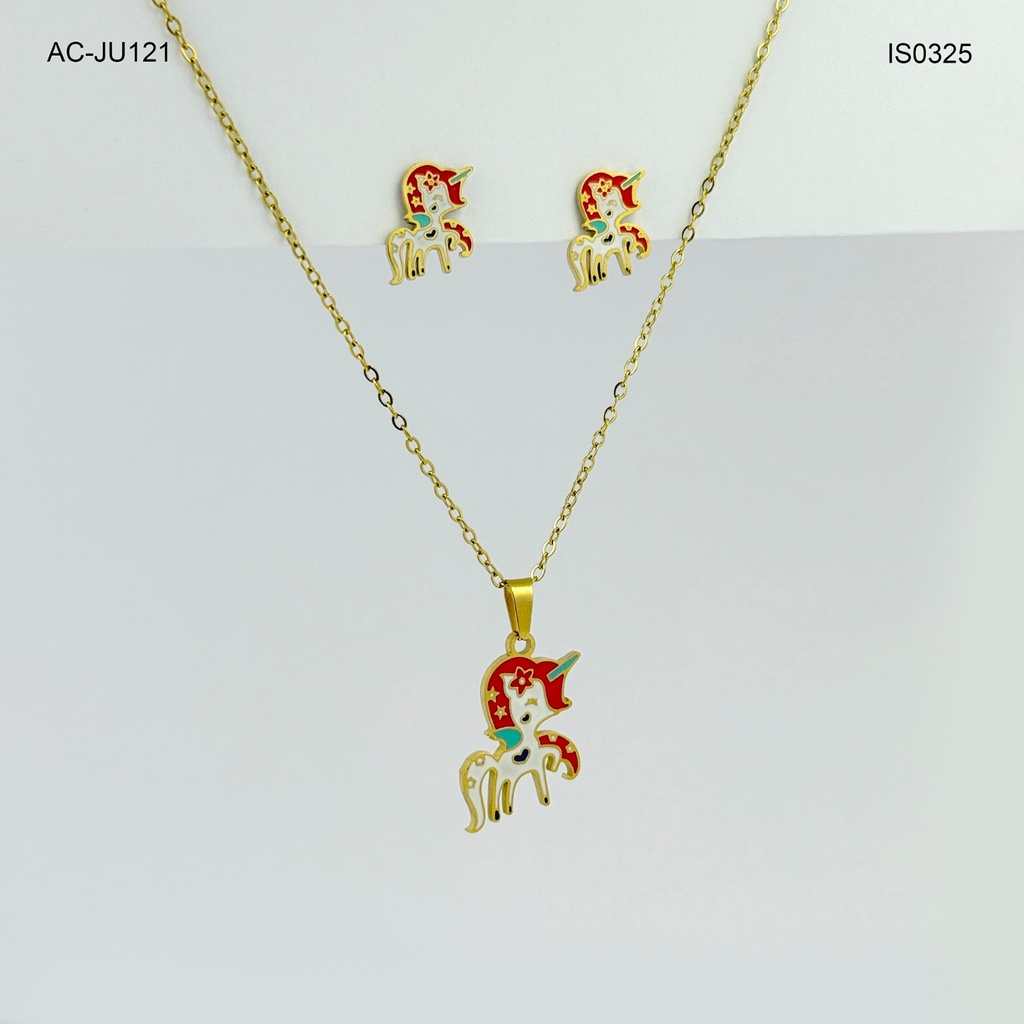 *JUEGO ACERO GOLD NIÑA ESMALTADO FIGURAS SURTIDAS