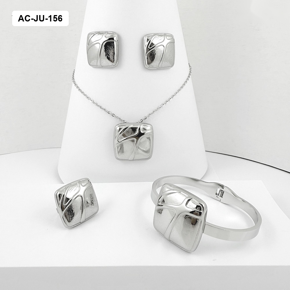 Set acero completo silver cuadrado organico vetas