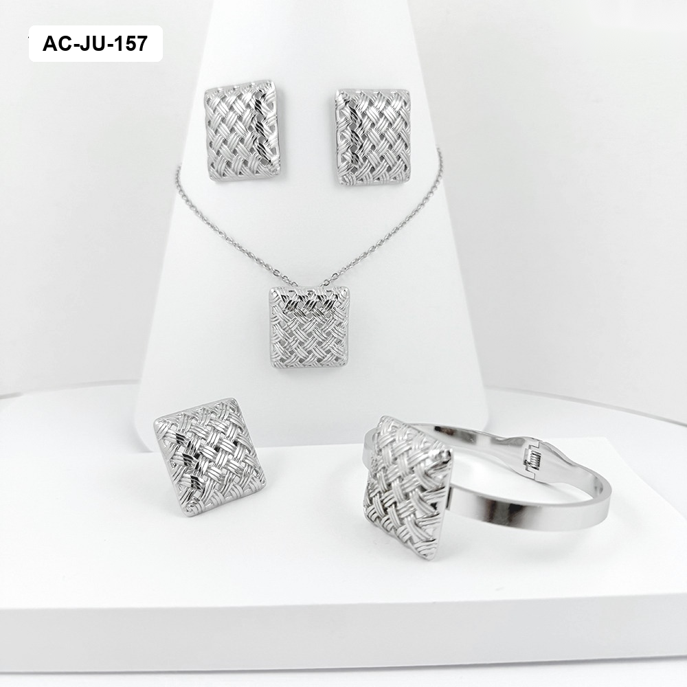 Set acero completo silver cuadrado tipo canasta