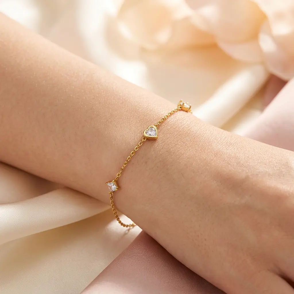 Pulsera en acero gold estrella circon