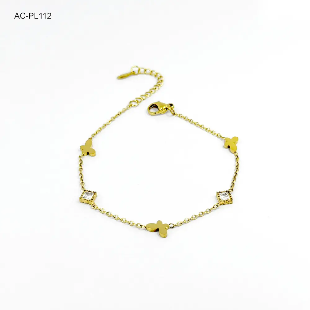 Pulsera en acero gold mariposas
