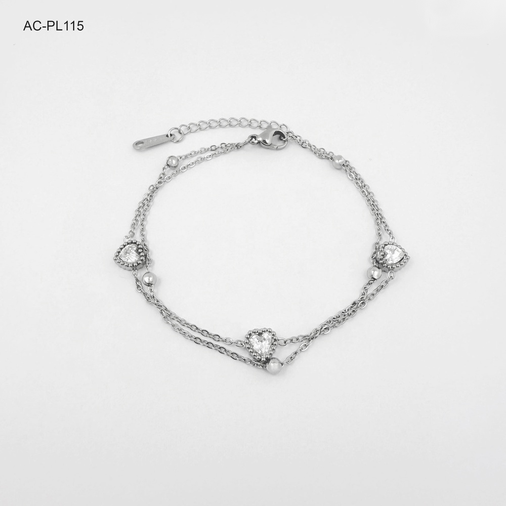 Pulsera en acero silver doble corazones