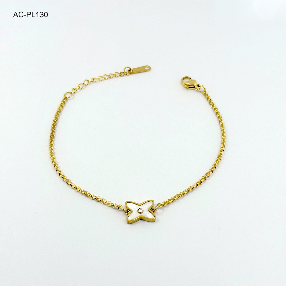 Pulsera en acero gold mariposa nacar