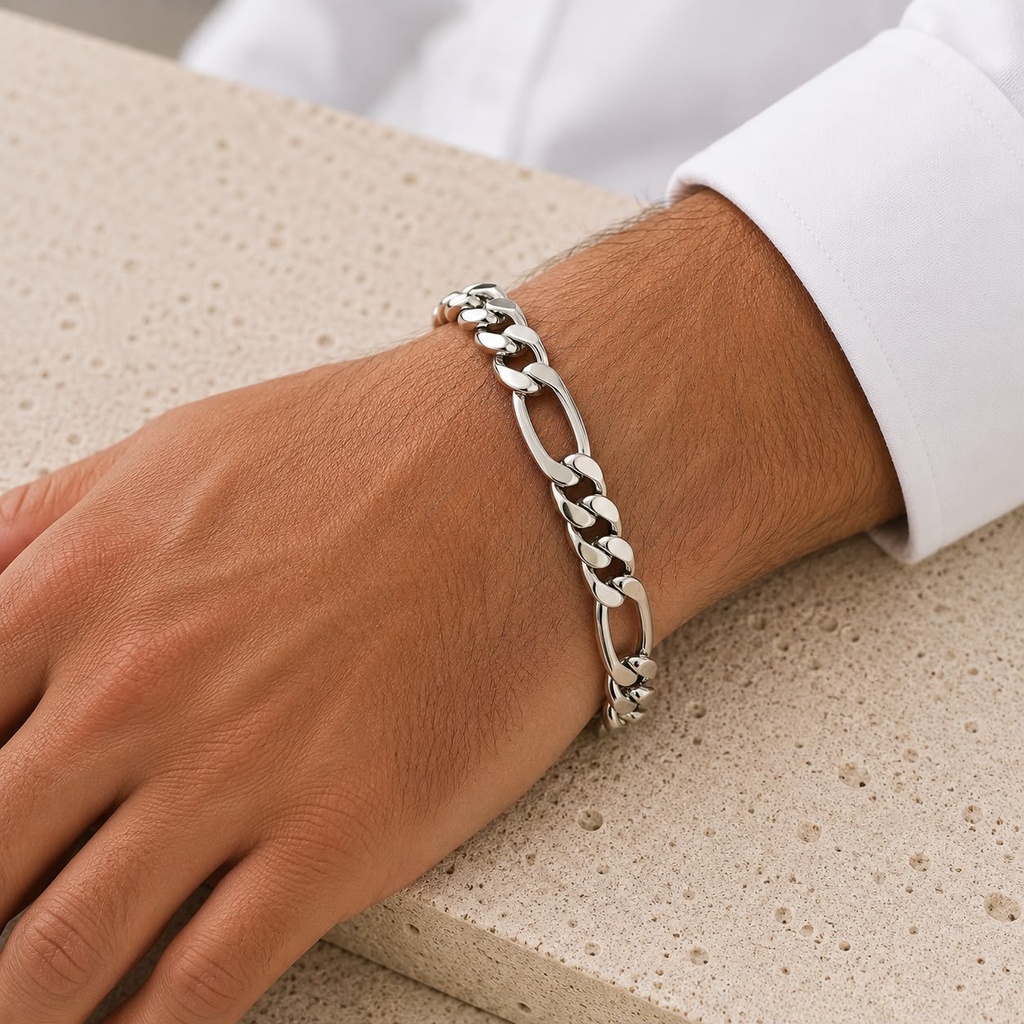 Pulsera en acero silver tejido cartier 7mm hombre 21 cm