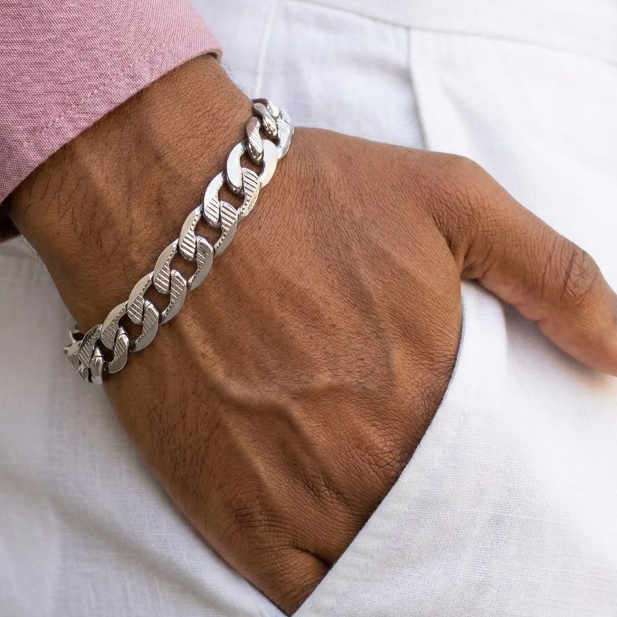 Pulsera en acero gold tejido cartier 10mm diamantada hombre 21 cm