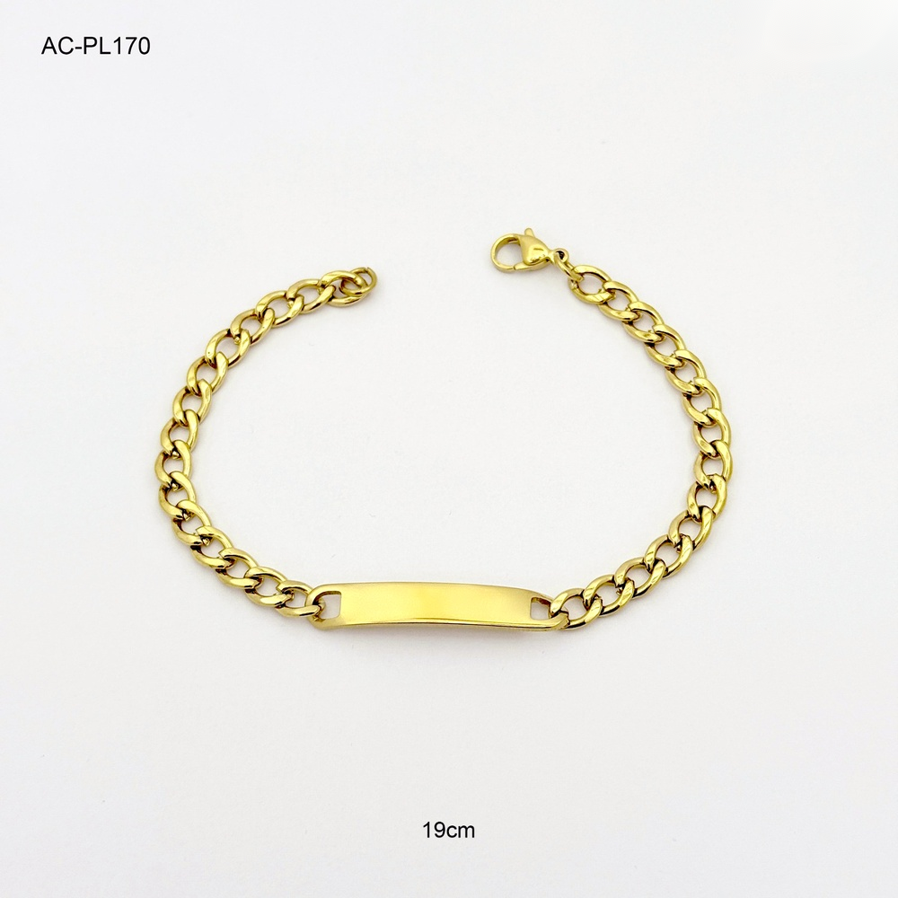 *PULSERA EN ACERO GOLD ESCLAVAS BARBADA 5MM 19CM