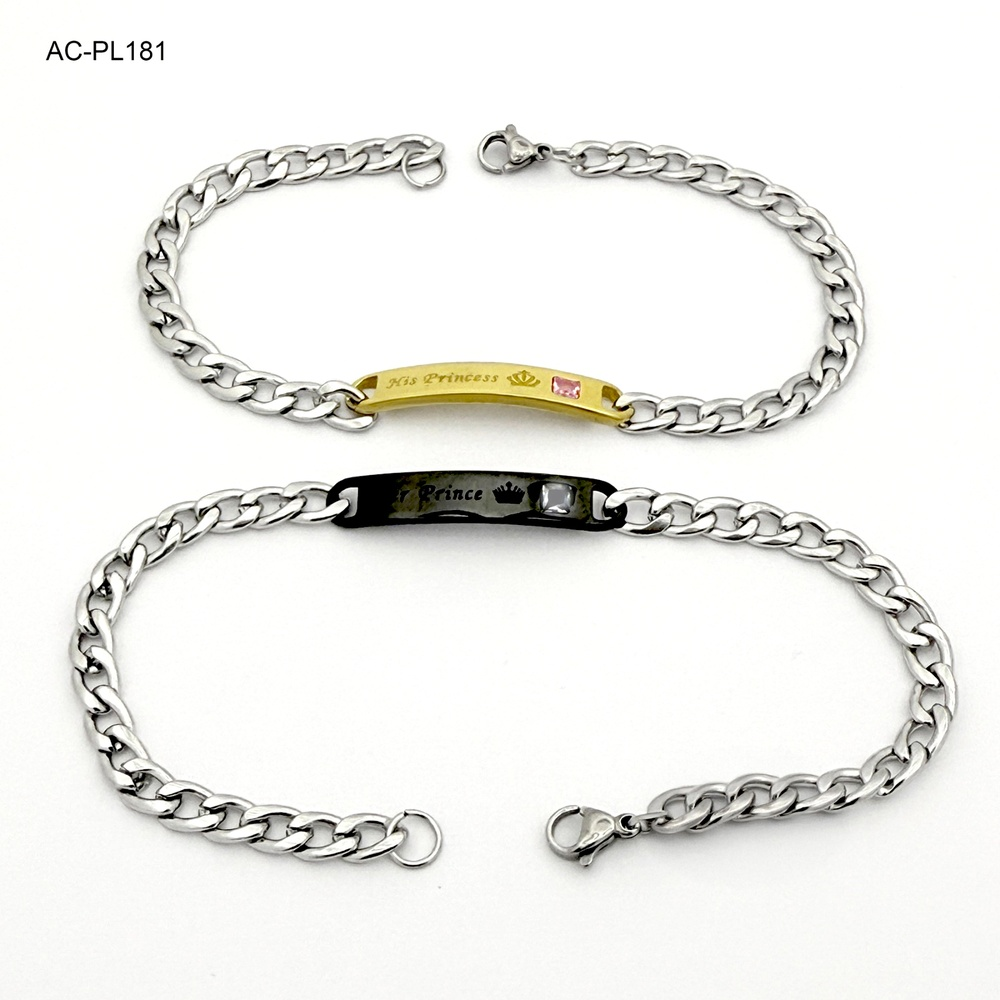 Pulsera en acero silver esclava de pareja prince
