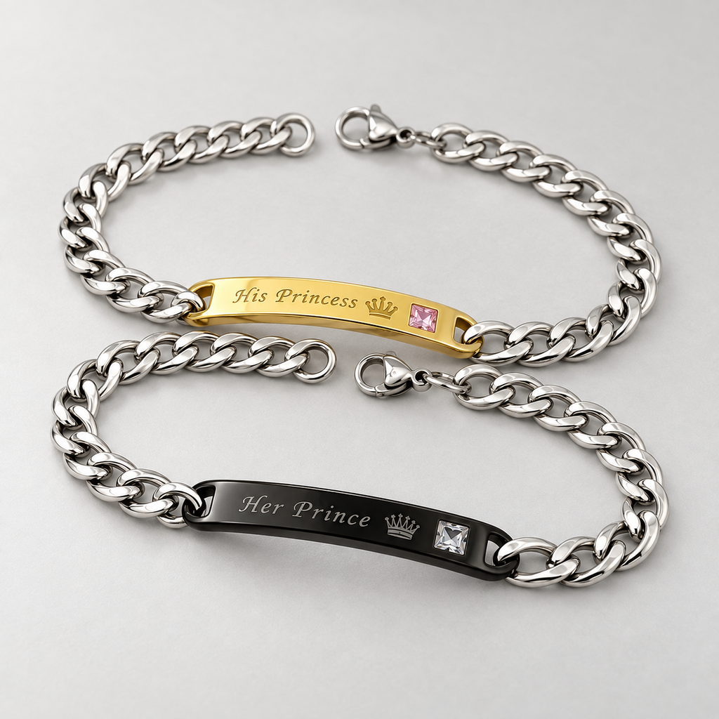 Pulsera en acero silver esclava para parejas set x 2 