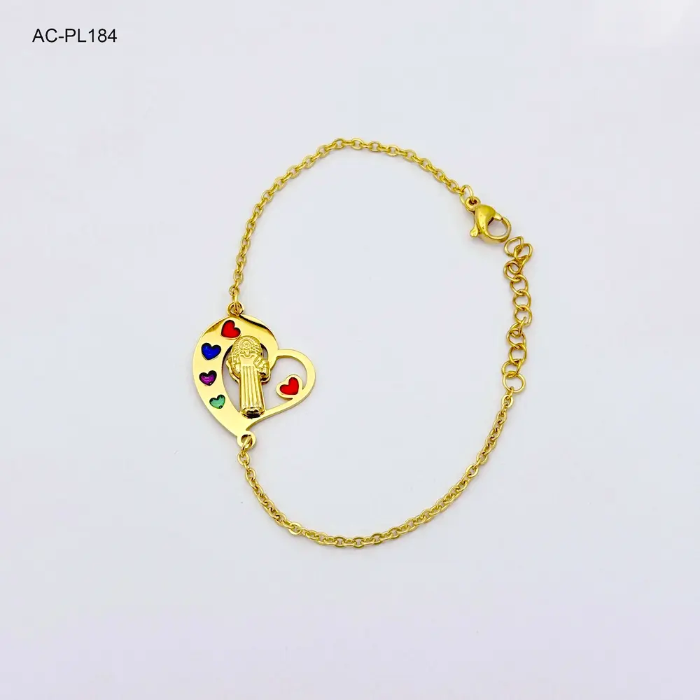 Pulsera en acero gold corazon virgencita guadalupe