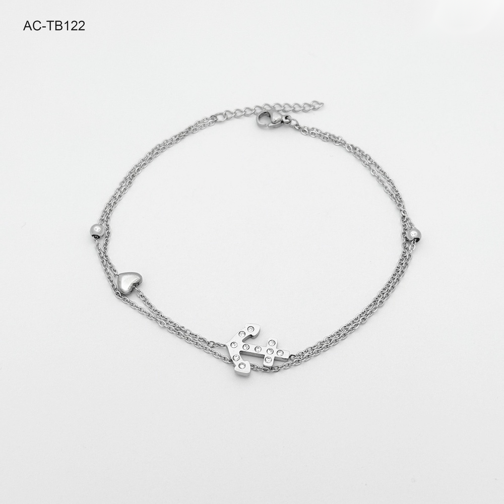 Tobillera en acero silver doble ancla