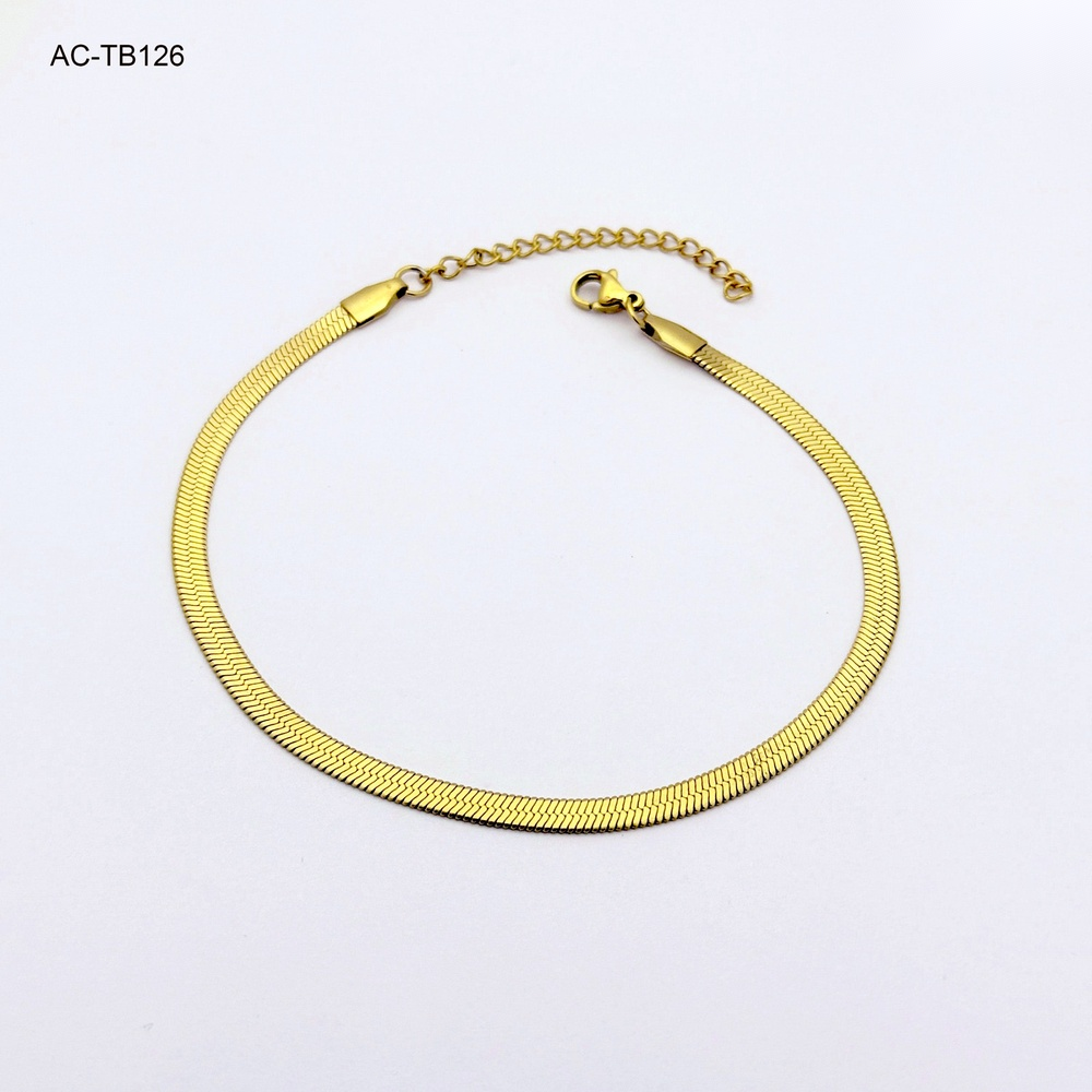 Tobillera en acero gold tejido espejo