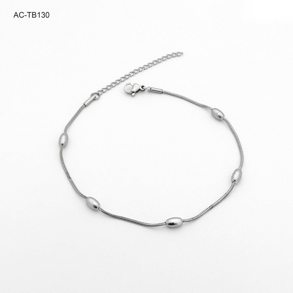 *TOBILLERA EN ACERO SILVER GRANITO DE ARROZ