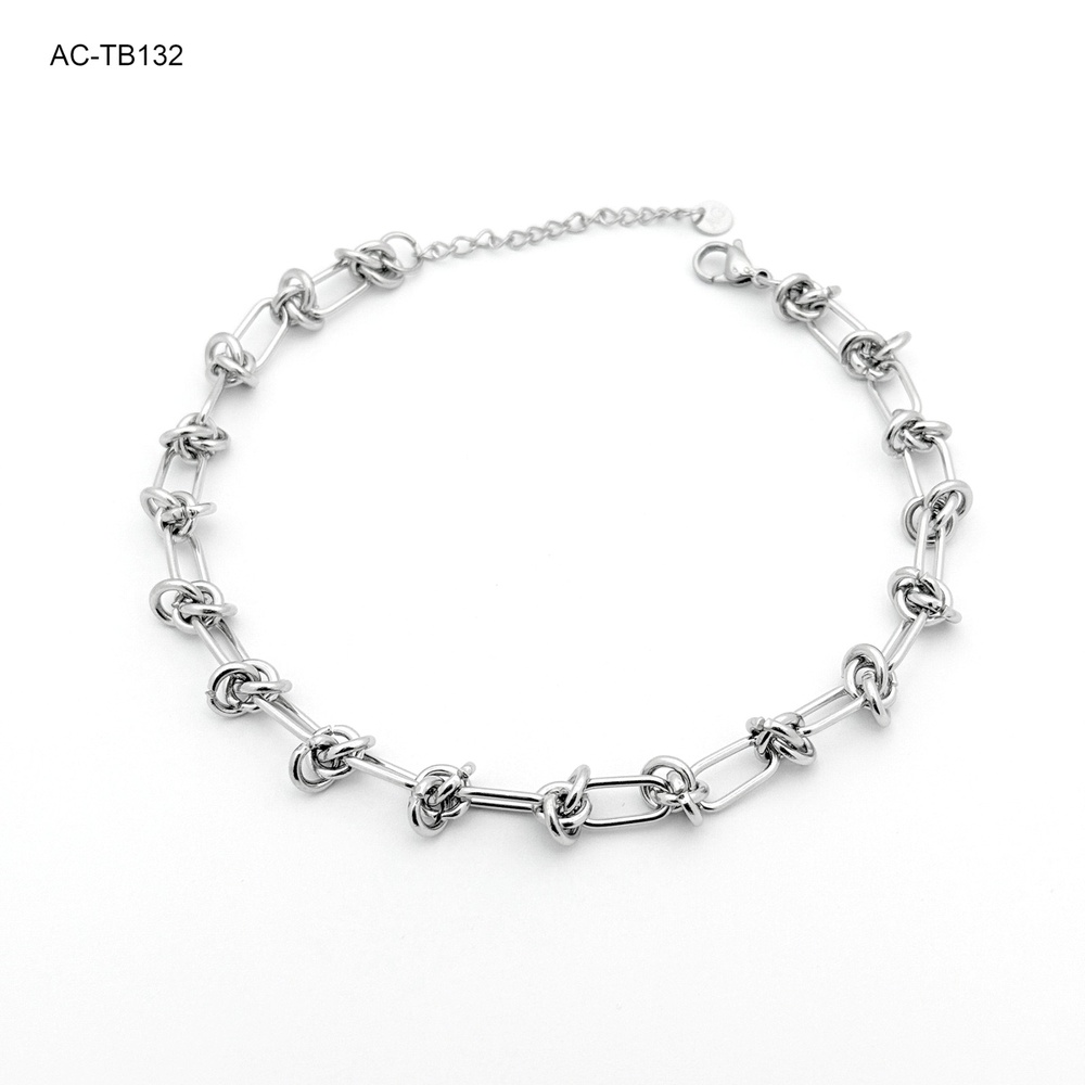 Tobillera en acero silver nudos