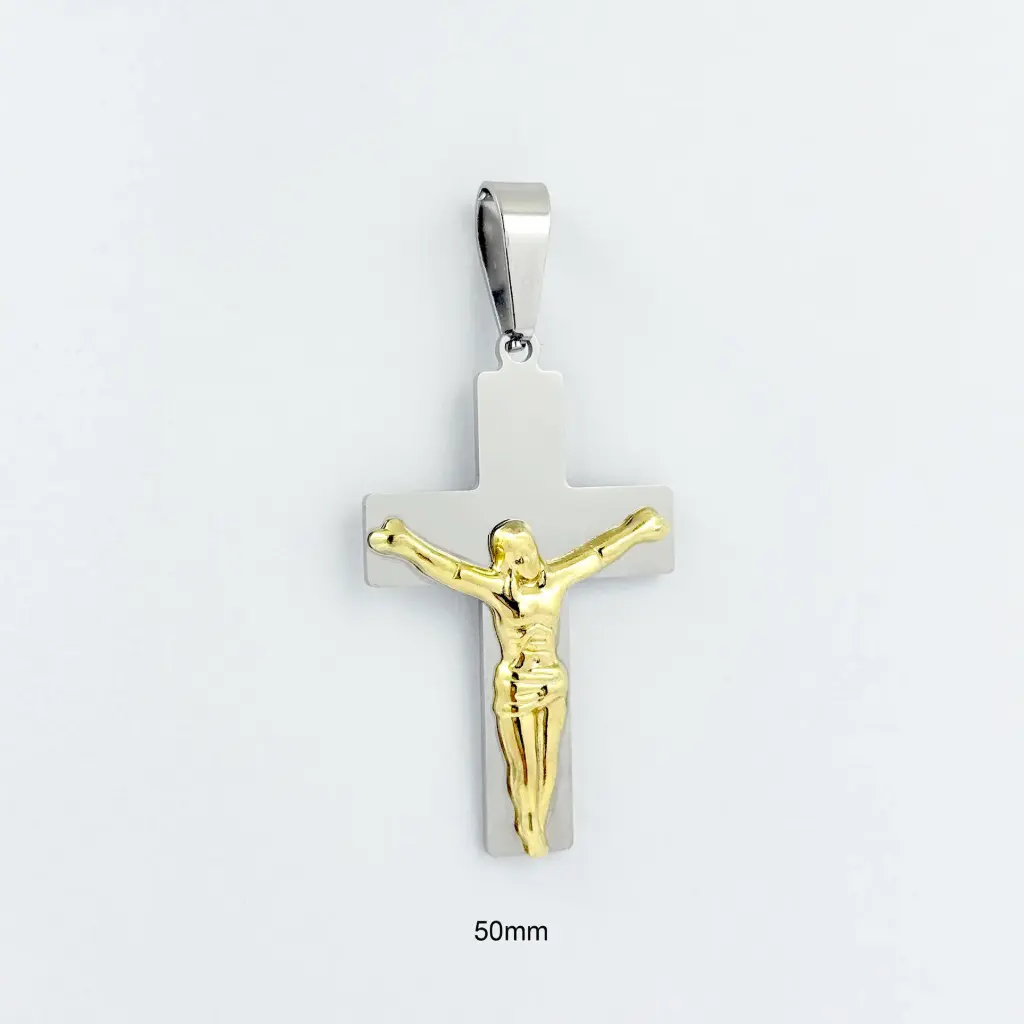Dije en acero gold silver cruz cristo