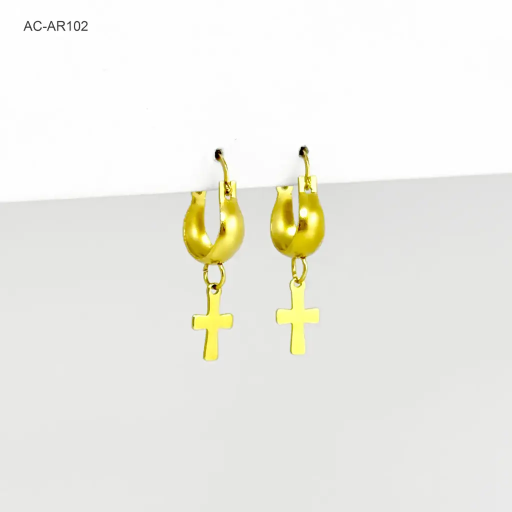 Argolla gold dije cruz 1cm acero