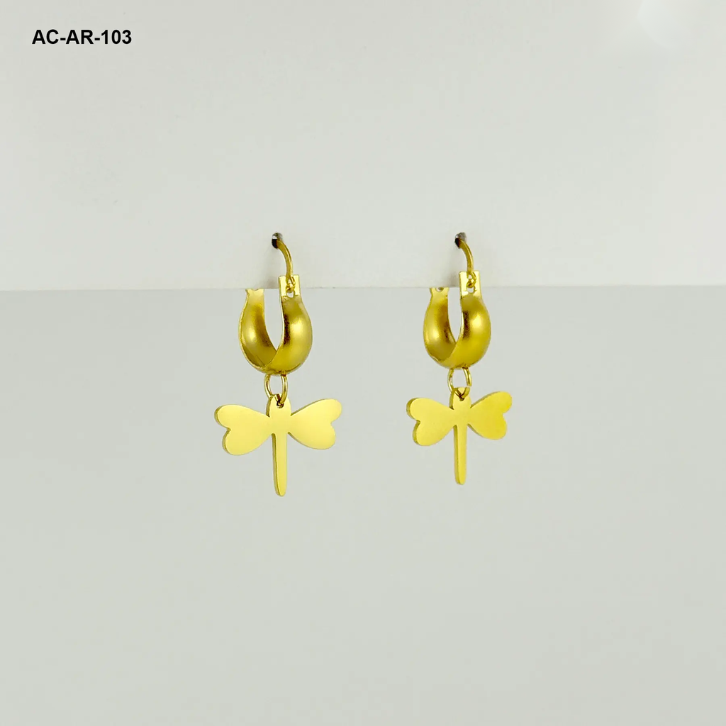 Argolla gold dije libelula 1cm acero