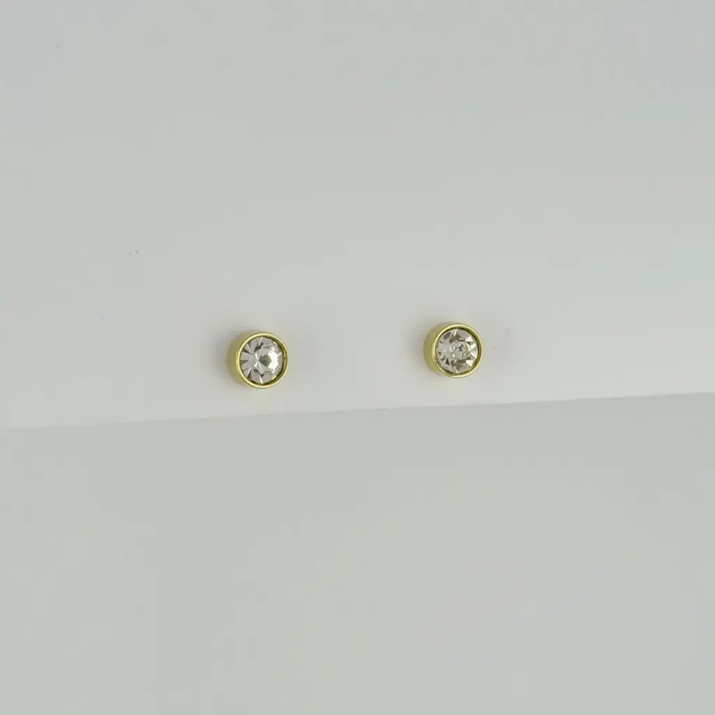 Topo en Acero Gold circón blanco N6