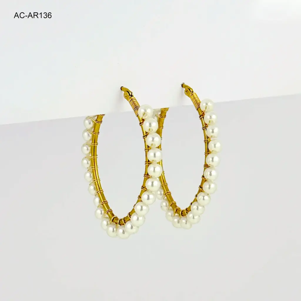 Argolla gold perlas acero surtidas