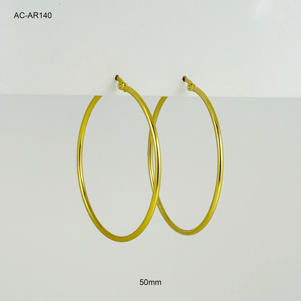 *ARGOLLA GOLD BÁSICA TIPO HILO 5CM ACERO