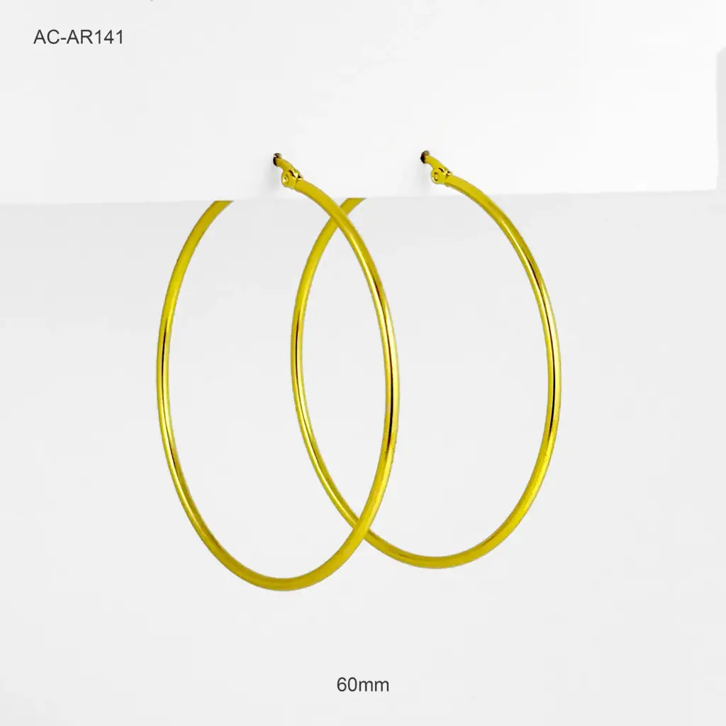 Argolla gold básica tipo hilo 6cm acero