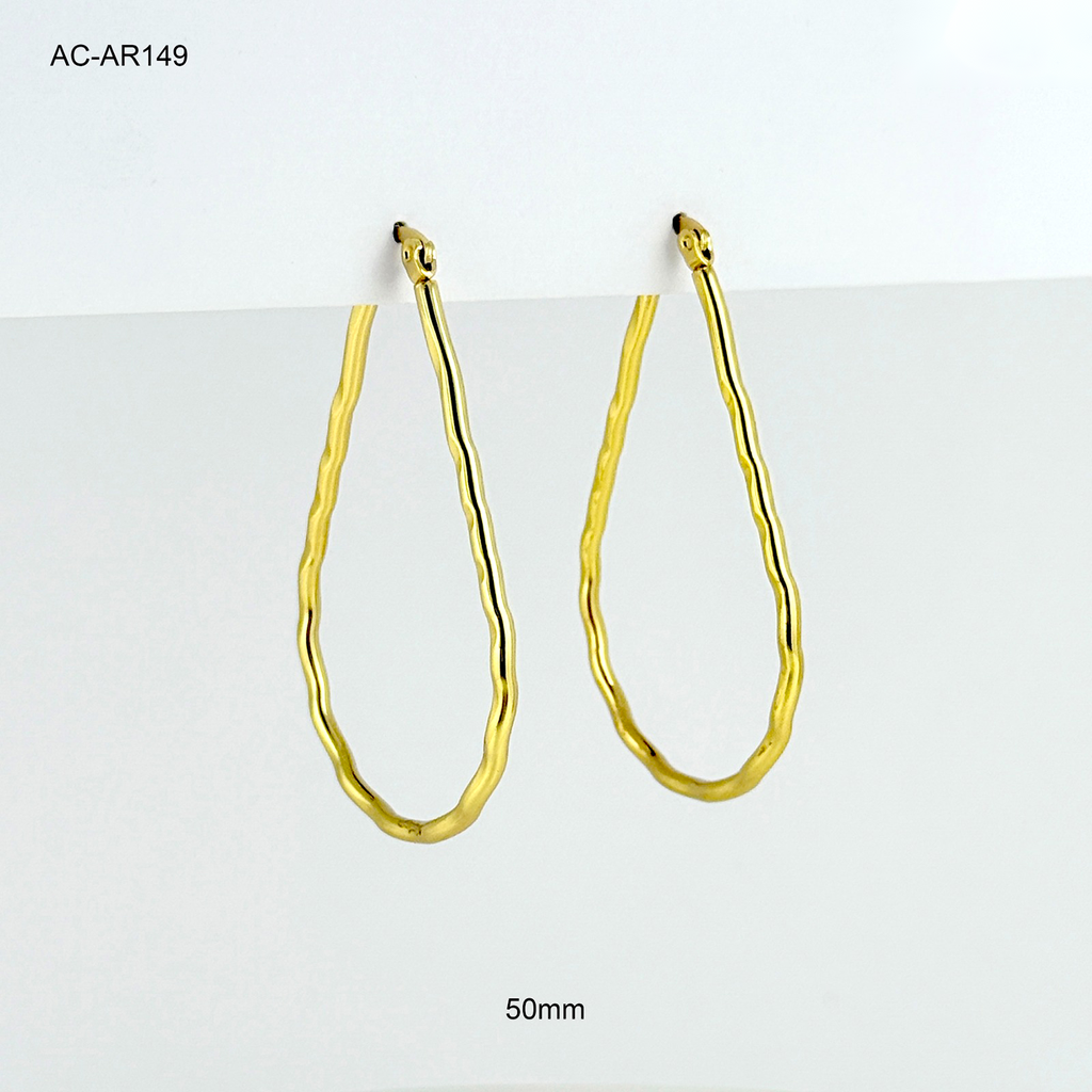 Argolla gold básica gota ondulada 5cm acero