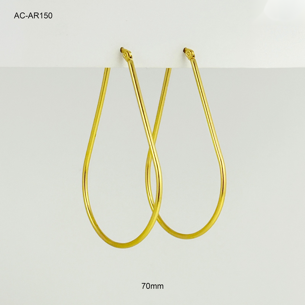 *ARGOLLA GOLD BÁSICA GOTA LISA 7CM ACERO