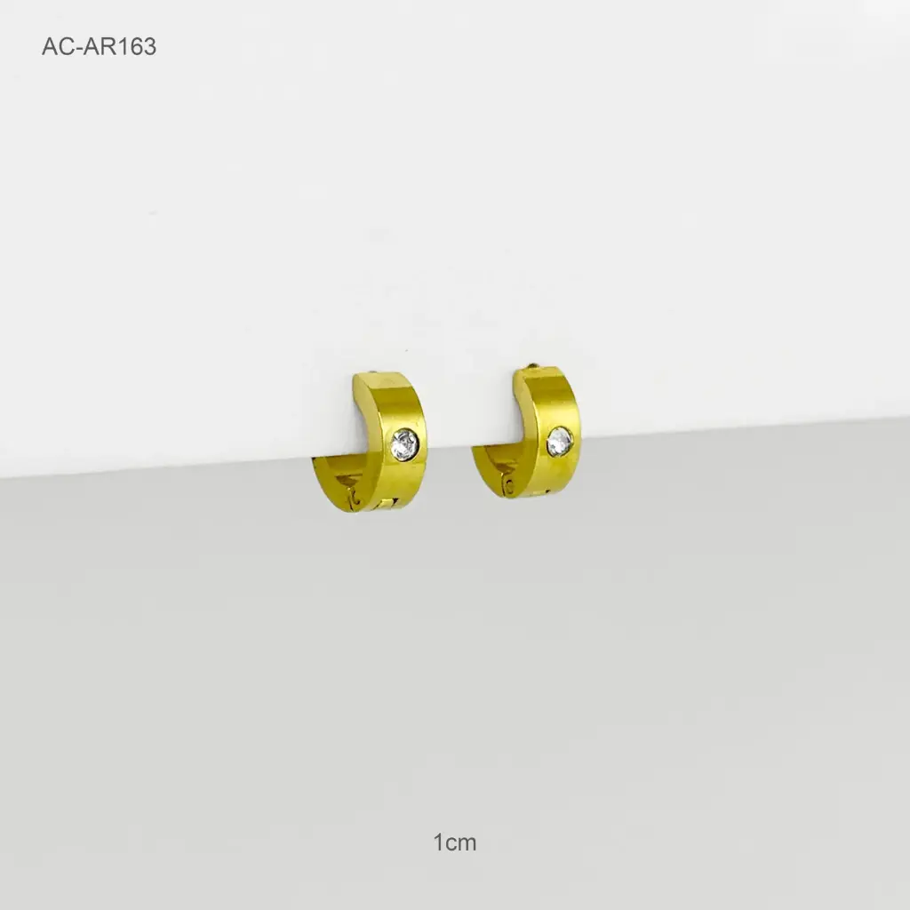 *ARGOLLA GOLD HUGGIE CIRCON 1CM ACERO