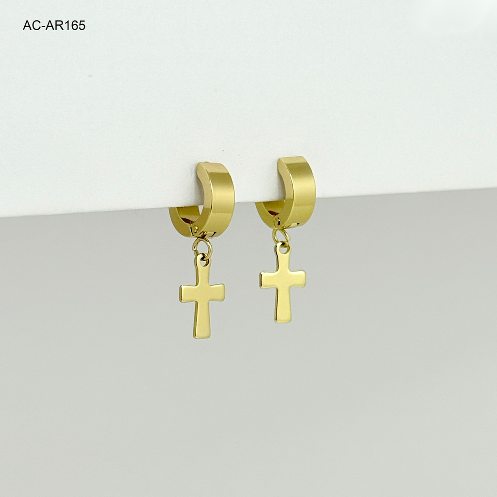 *ARGOLLA GOLD HUGGIE DIJE CRUZ ACERO