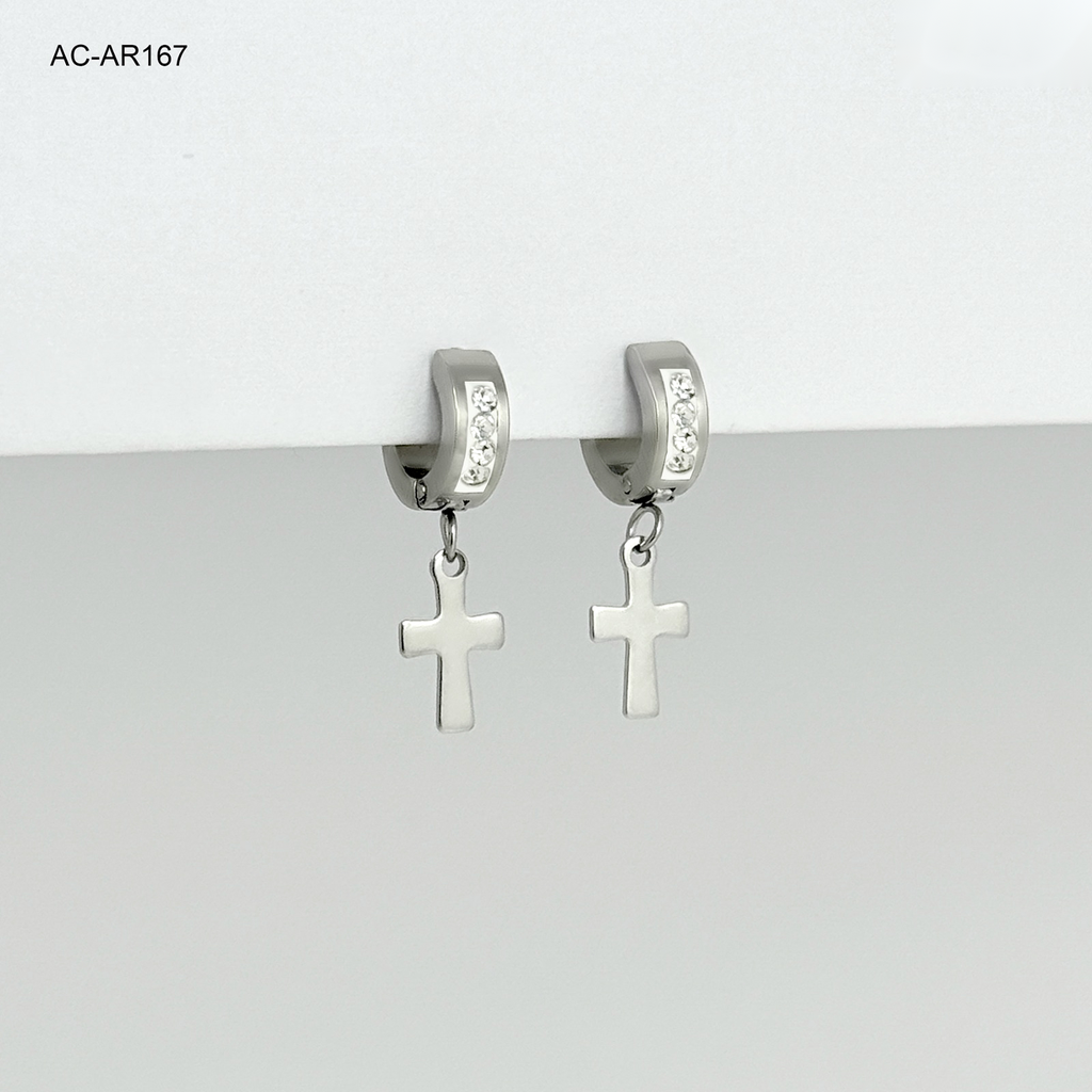Argolla silver circones dije cruz acero