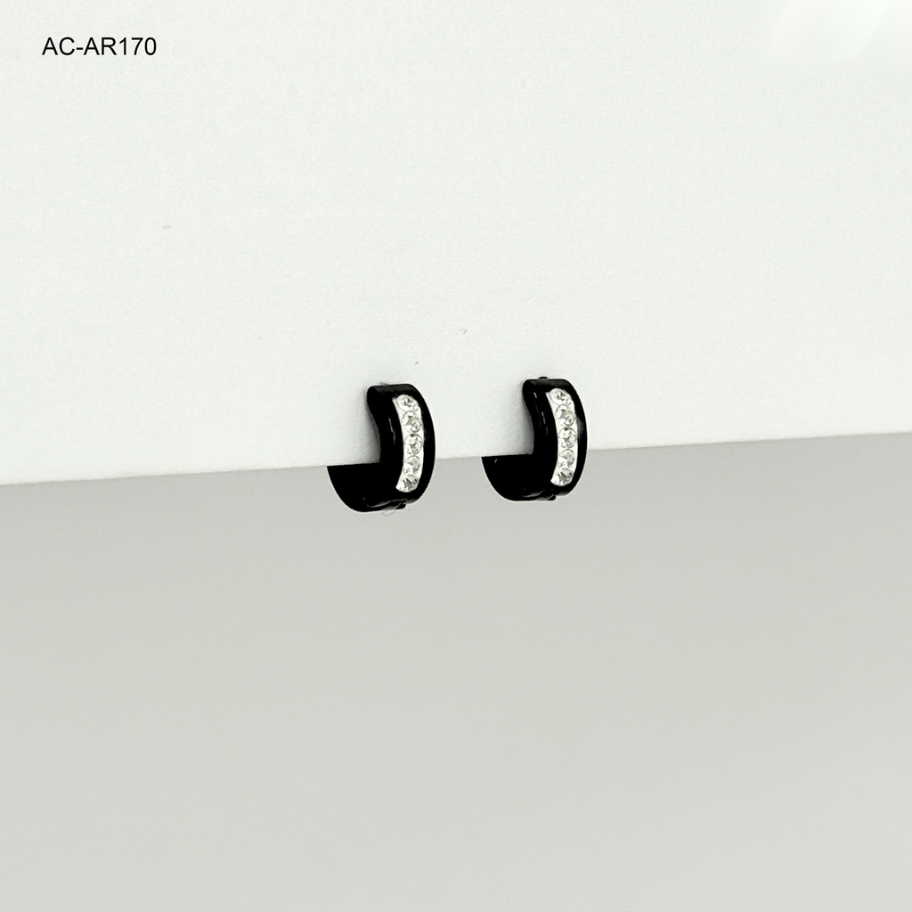 *ARGOLLA NEGRO PAVONADO HUGGIE ACERO