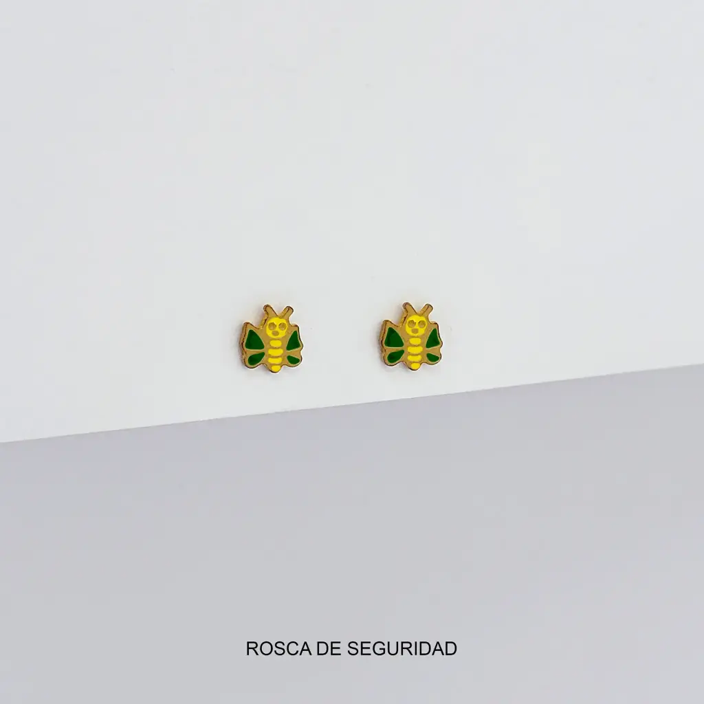 Topo ortopédico en acero gold rosca de seguridad figura esmaltada avejitas