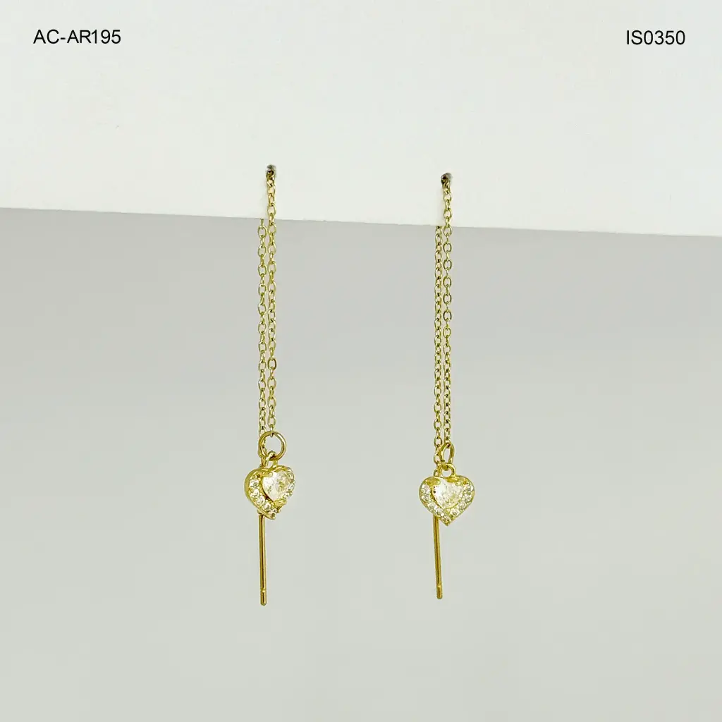 Arete largo gold sistema de pasar dije cristal acero