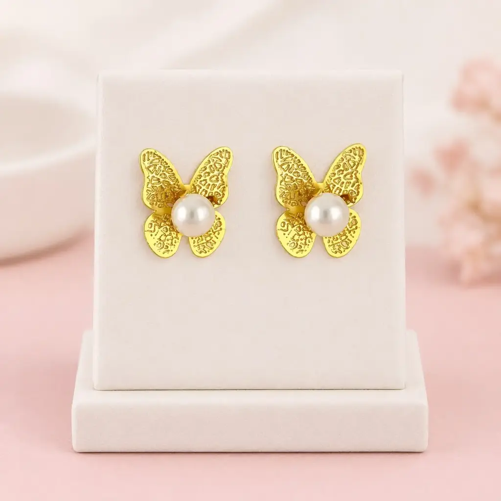 Topos en bronce enchapado en oro 24k mariposa filigrana doble uso