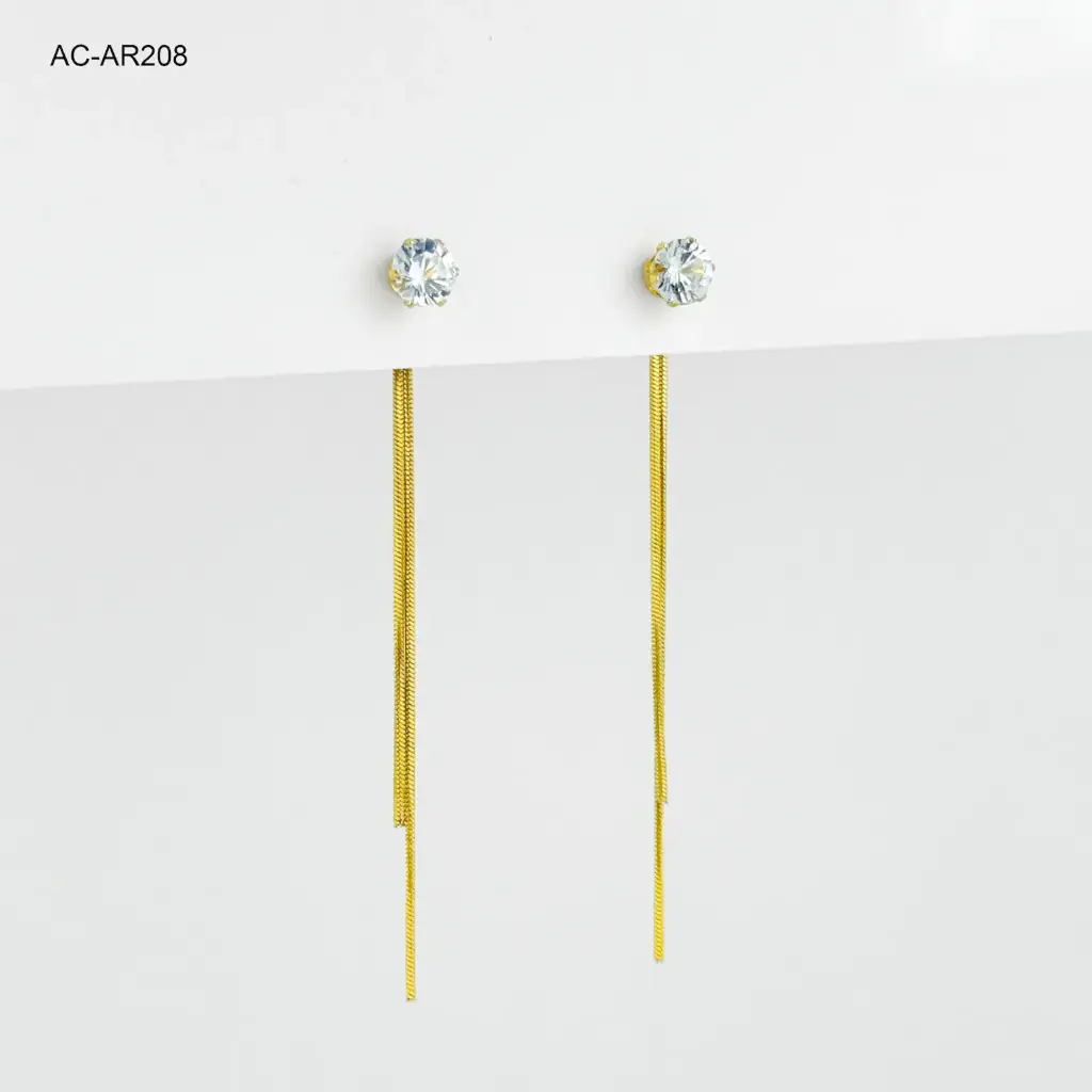 *ARETE LARGO GOLD CADENITAS TOPE CIRCON ACERO