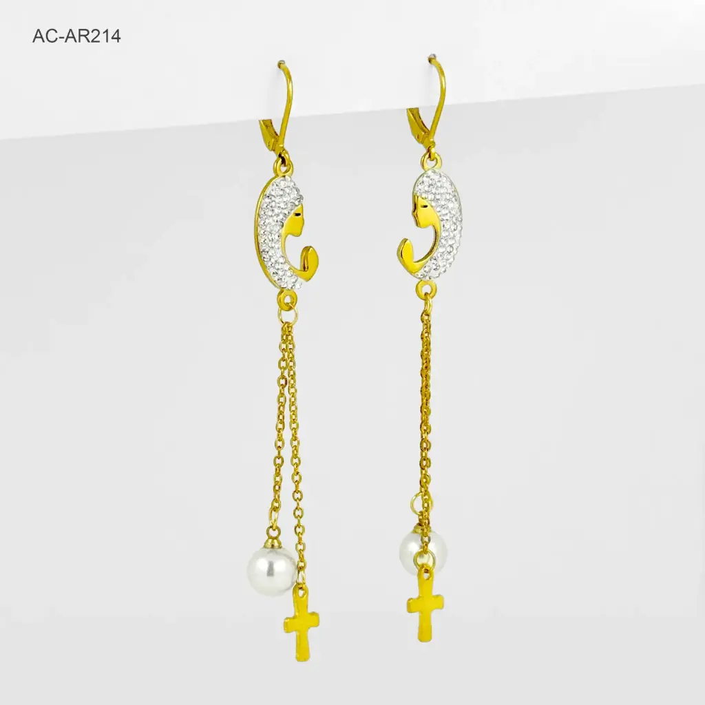 Arete acero largo gold sistema gancho religioso