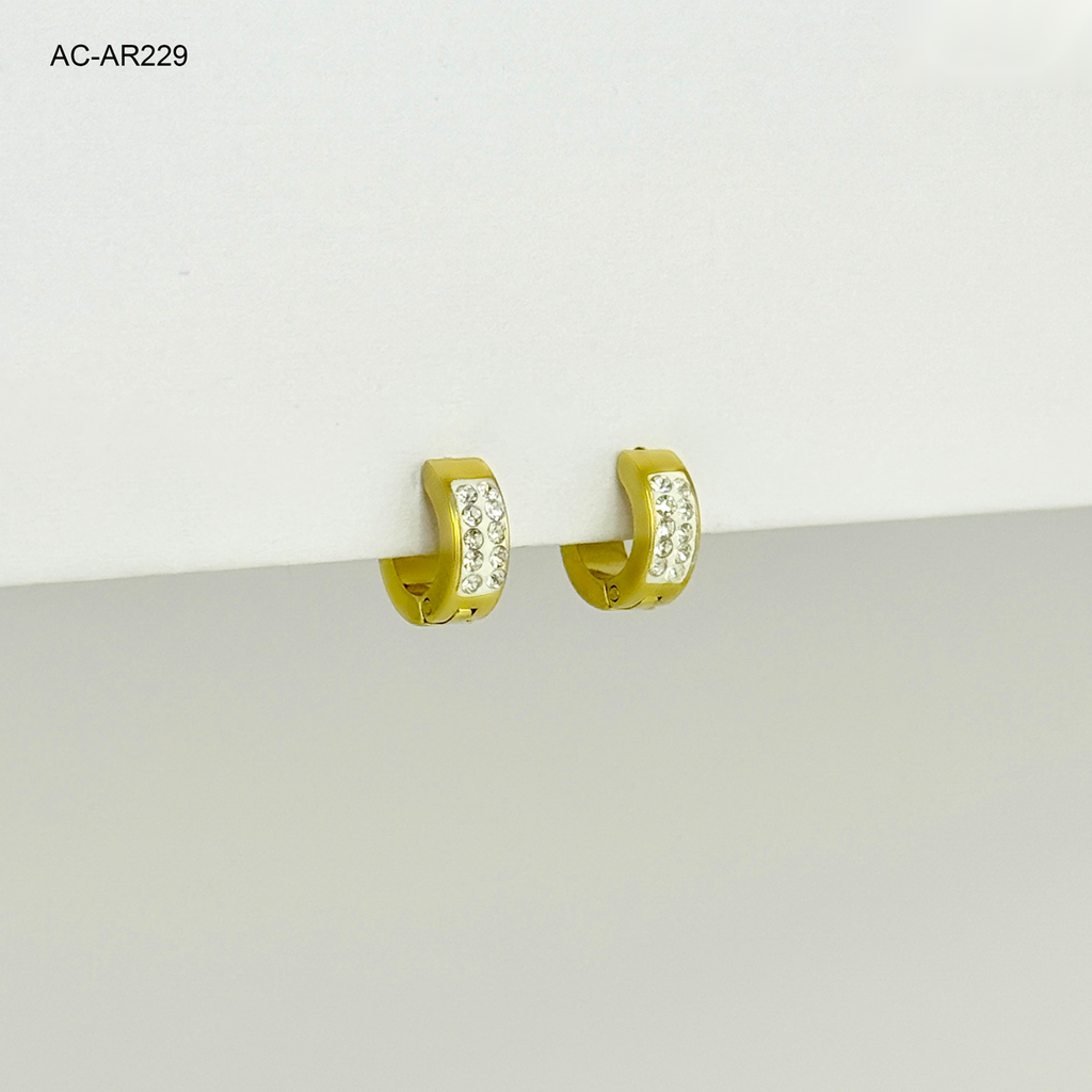 Argolla gold huggie mini circones blancos acero