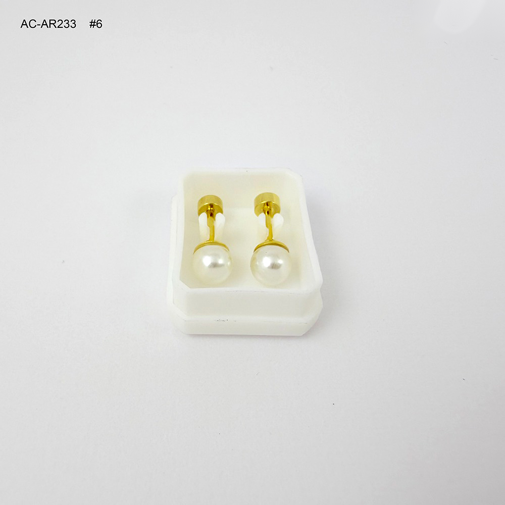 *TOPO EN ACERO GOLD ROSCA DE SEGURIDAD PERLA #6